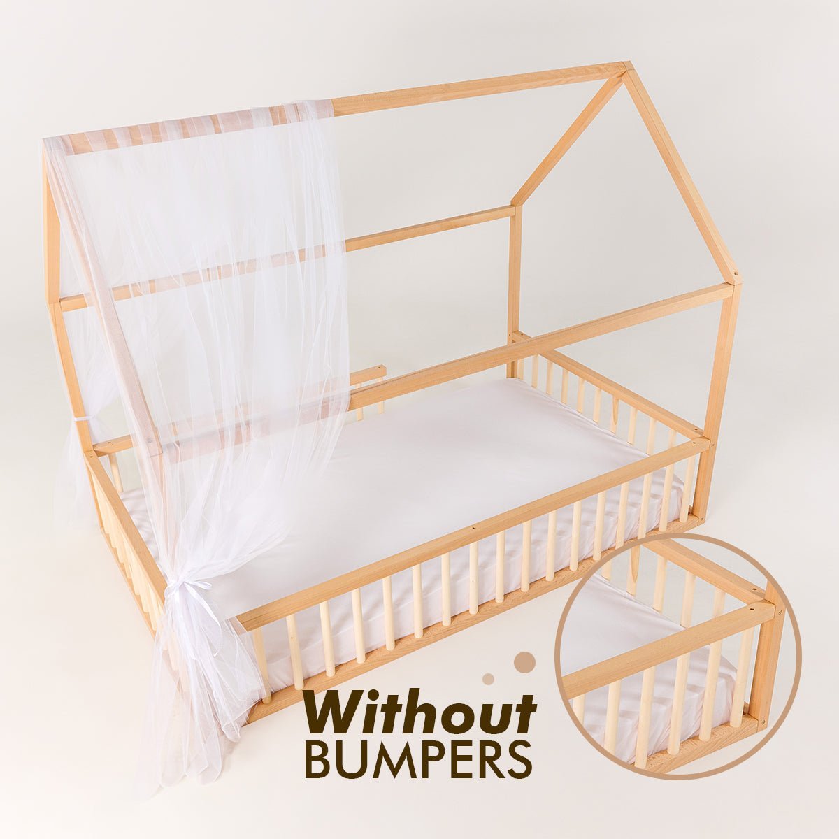 Twin Size Montessori House Bed for Kids with Fence Goodevas B2B