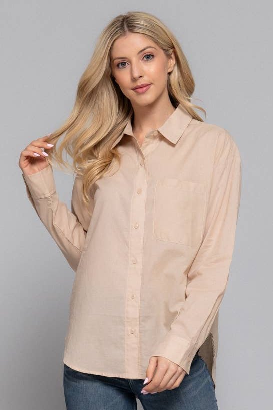 Active Basic "Two Step" Western Button-Down Shirt — Warm Taupe 100% Cotton Voile Layering Staple Cowhide and Conchos