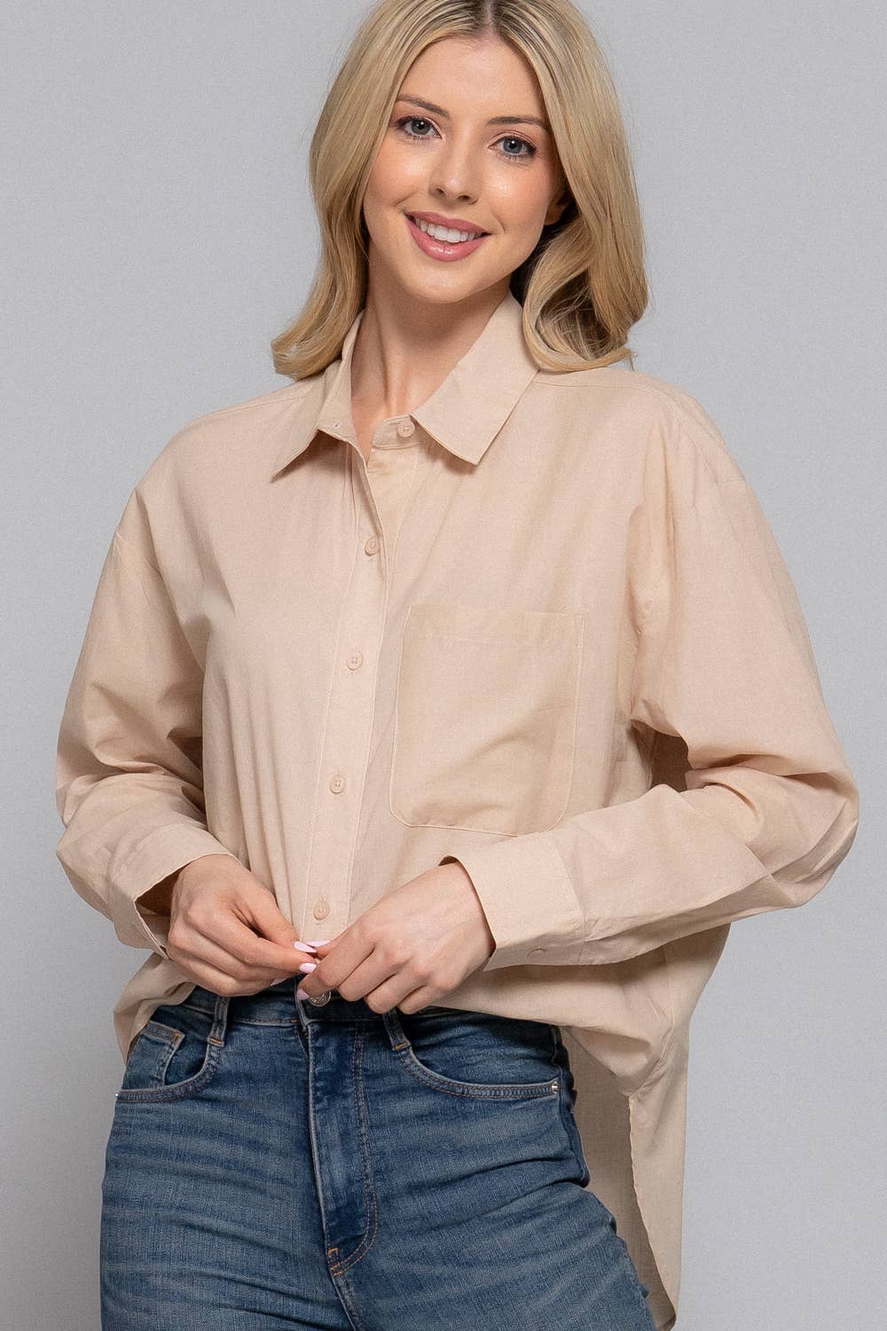 Active Basic "Two Step" Western Button-Down Shirt — Warm Taupe 100% Cotton Voile Layering Staple Cowhide and Conchos