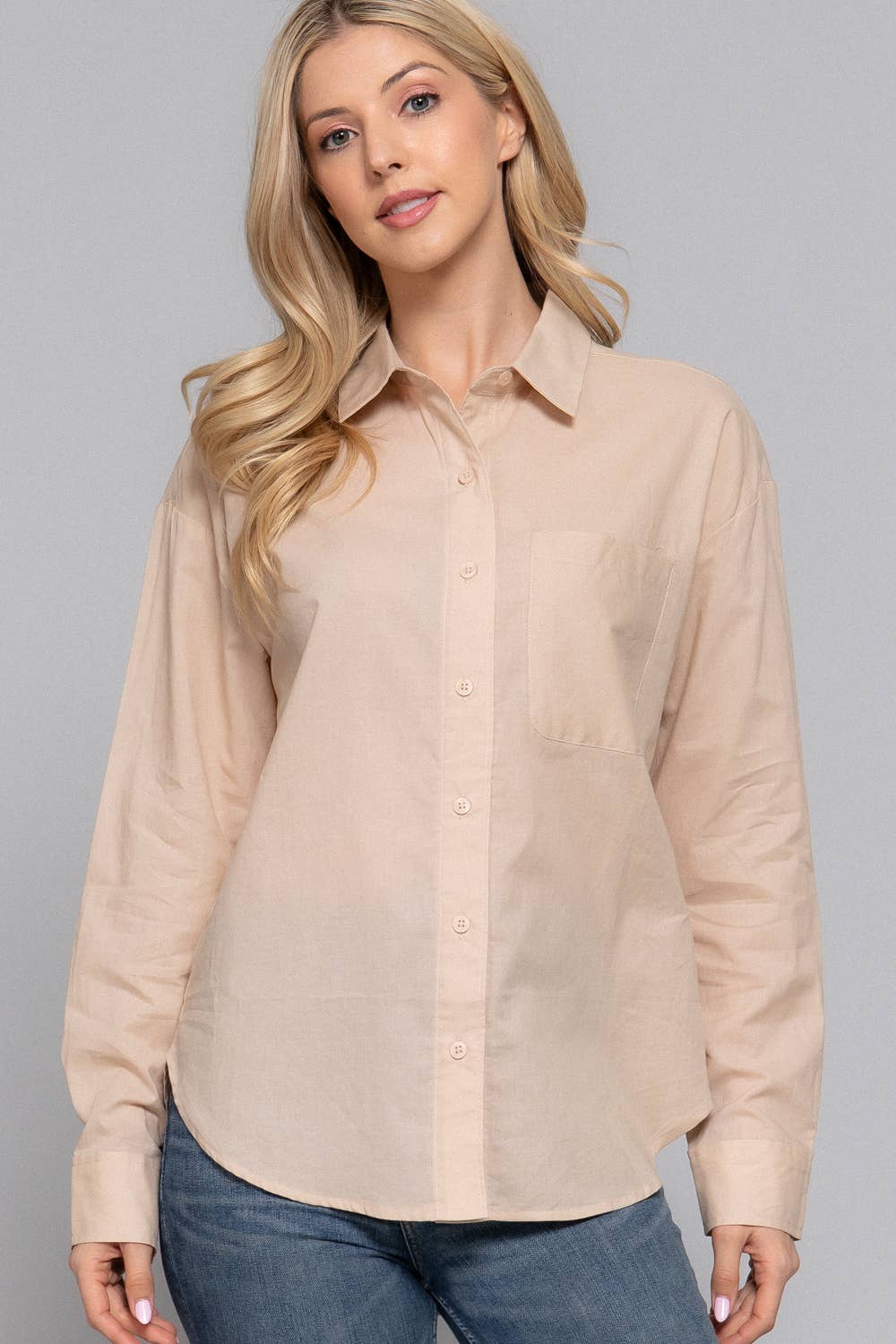 Active Basic "Two Step" Western Button-Down Shirt — Warm Taupe 100% Cotton Voile Layering Staple Cowhide and Conchos