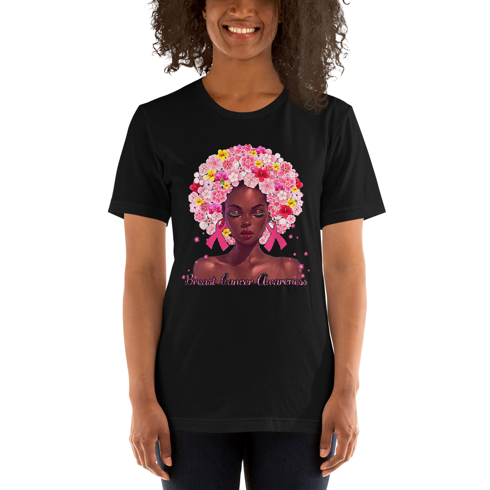 BREAST CANCER AWARENESS AFRO Short-Sleeve Unisex T-Shirt T&L Fashions Boutique