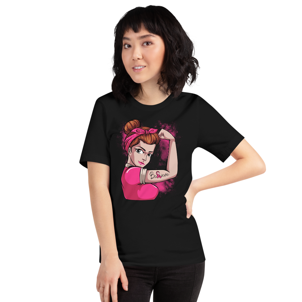 BREAST CANCER AWARENESS BELIEVE Short-Sleeve Unisex T-Shirt T&L Fashions Boutique