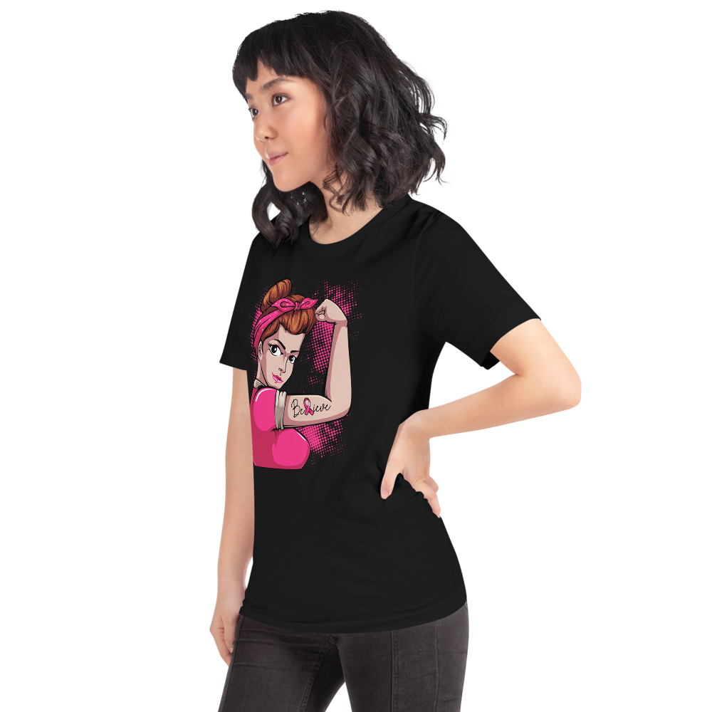 BREAST CANCER AWARENESS BELIEVE Short-Sleeve Unisex T-Shirt T&L Fashions Boutique