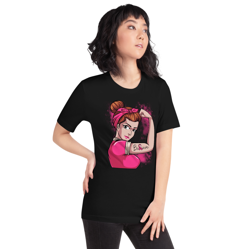 BREAST CANCER AWARENESS BELIEVE Short-Sleeve Unisex T-Shirt T&L Fashions Boutique