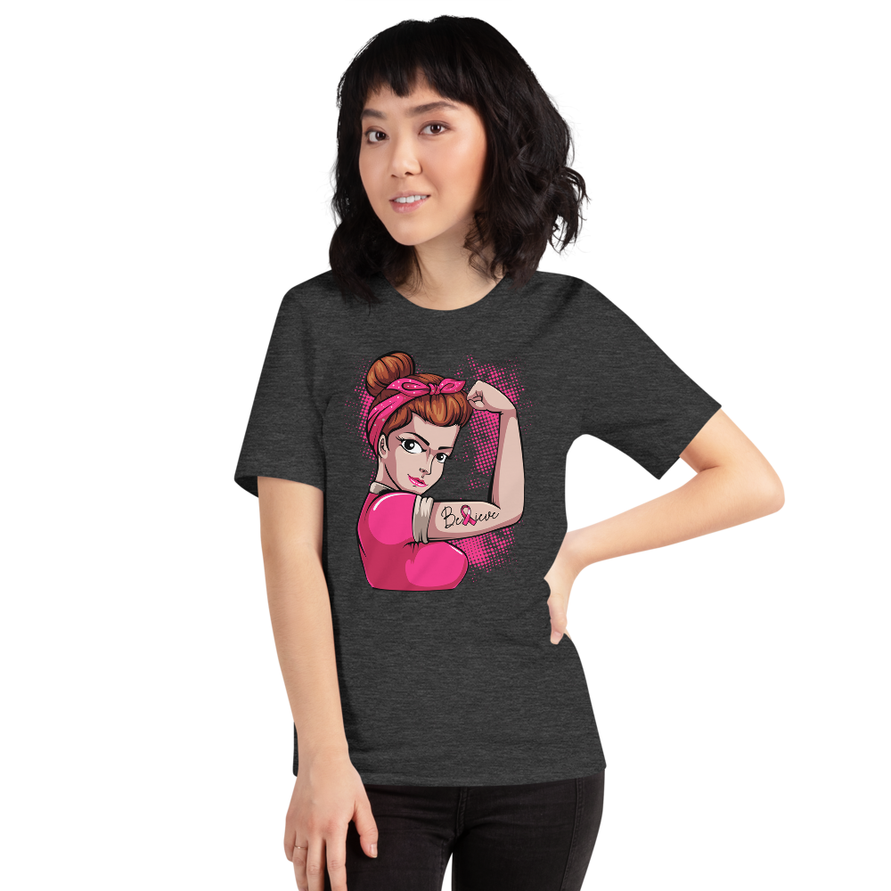 BREAST CANCER AWARENESS BELIEVE Short-Sleeve Unisex T-Shirt T&L Fashions Boutique