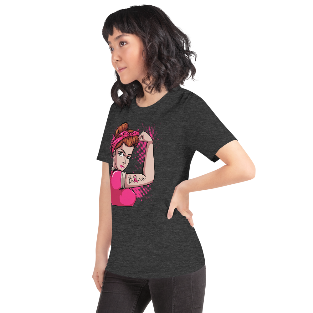 BREAST CANCER AWARENESS BELIEVE Short-Sleeve Unisex T-Shirt T&L Fashions Boutique