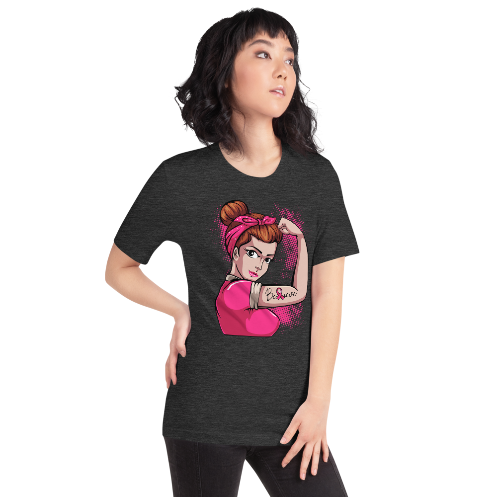 BREAST CANCER AWARENESS BELIEVE Short-Sleeve Unisex T-Shirt T&L Fashions Boutique