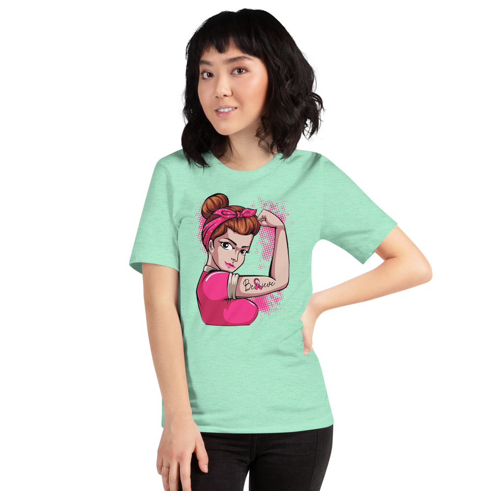 BREAST CANCER AWARENESS BELIEVE Short-Sleeve Unisex T-Shirt T&L Fashions Boutique