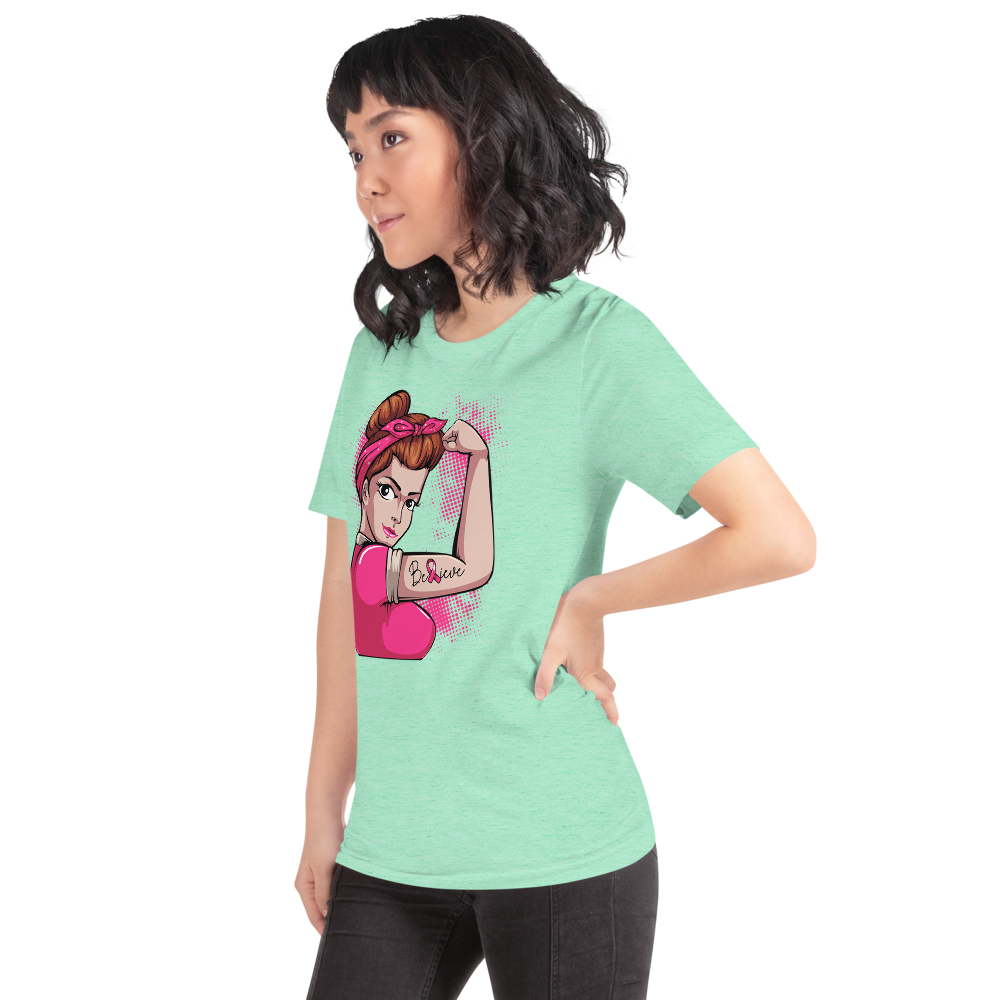 BREAST CANCER AWARENESS BELIEVE Short-Sleeve Unisex T-Shirt T&L Fashions Boutique