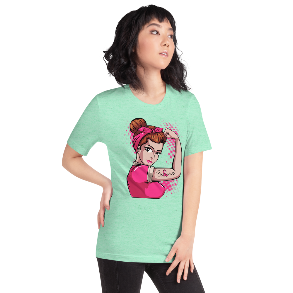 BREAST CANCER AWARENESS BELIEVE Short-Sleeve Unisex T-Shirt T&L Fashions Boutique