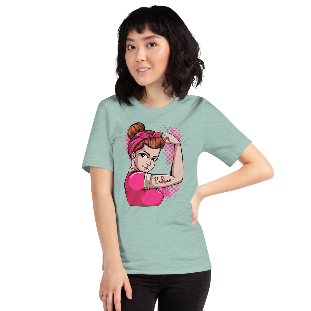 BREAST CANCER AWARENESS BELIEVE Short-Sleeve Unisex T-Shirt T&L Fashions Boutique