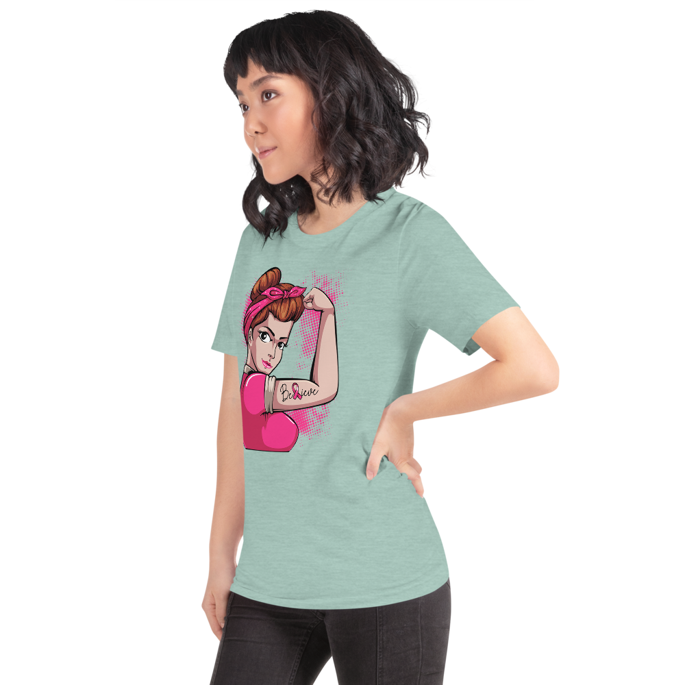 BREAST CANCER AWARENESS BELIEVE Short-Sleeve Unisex T-Shirt T&L Fashions Boutique