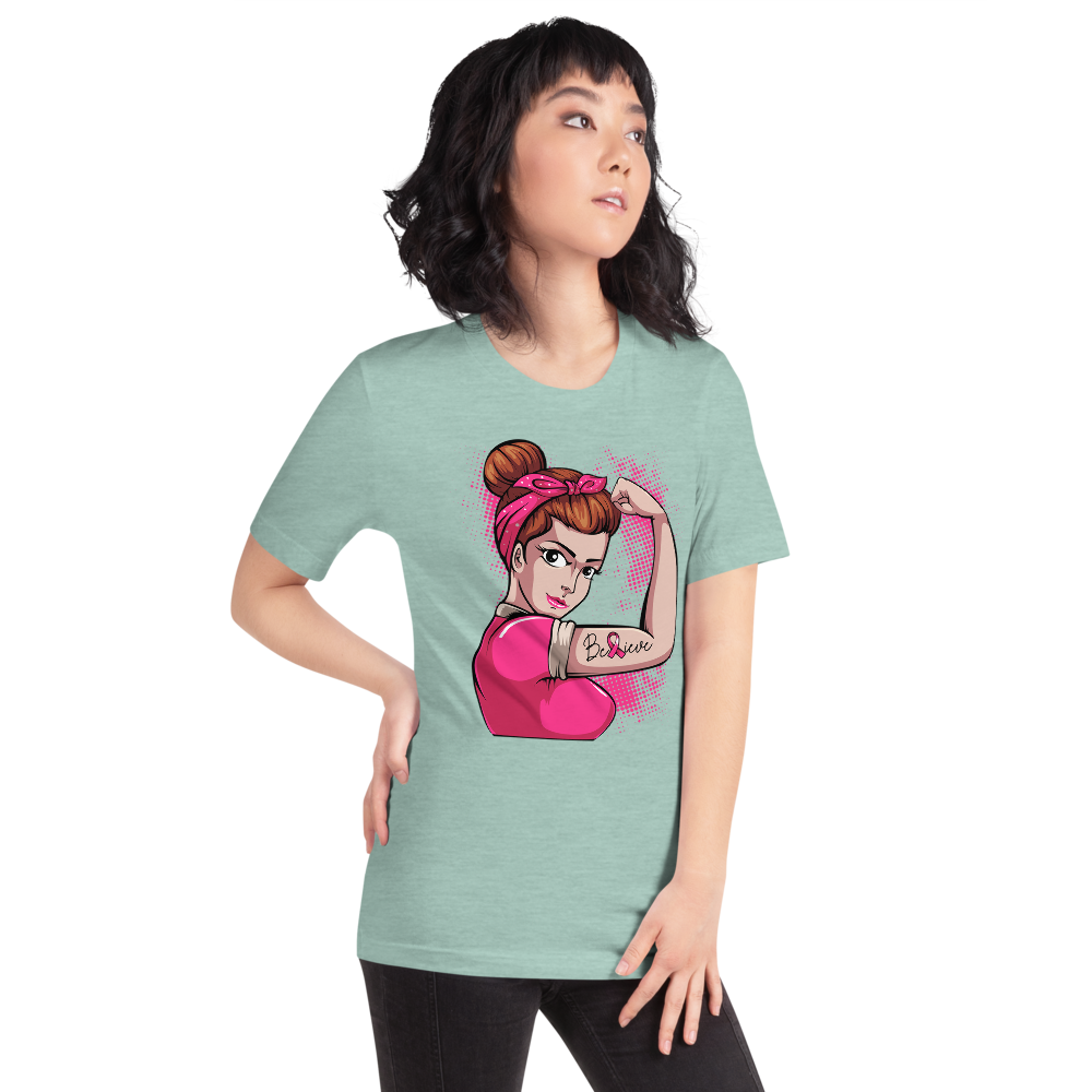 BREAST CANCER AWARENESS BELIEVE Short-Sleeve Unisex T-Shirt T&L Fashions Boutique