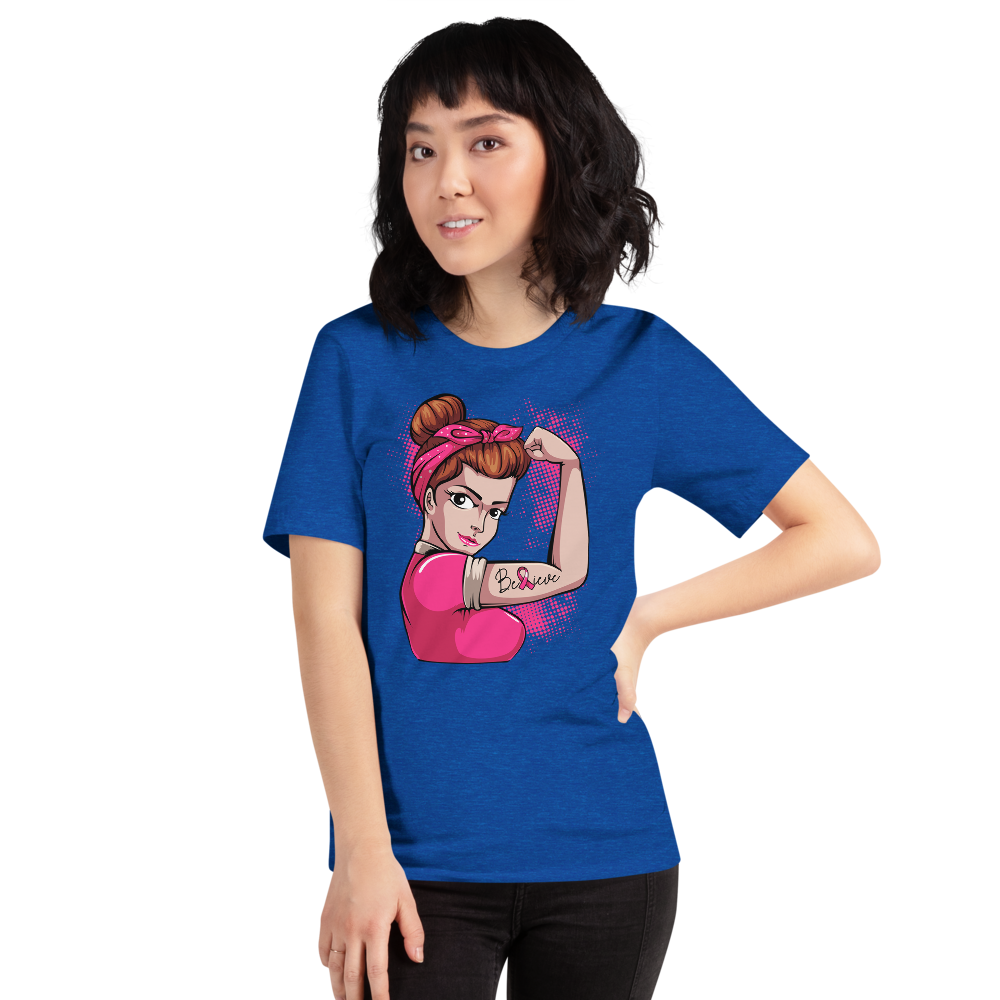 BREAST CANCER AWARENESS BELIEVE Short-Sleeve Unisex T-Shirt T&L Fashions Boutique