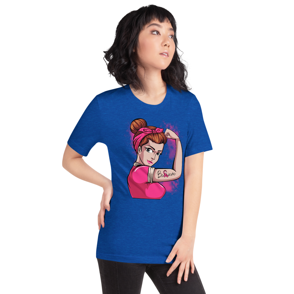BREAST CANCER AWARENESS BELIEVE Short-Sleeve Unisex T-Shirt T&L Fashions Boutique