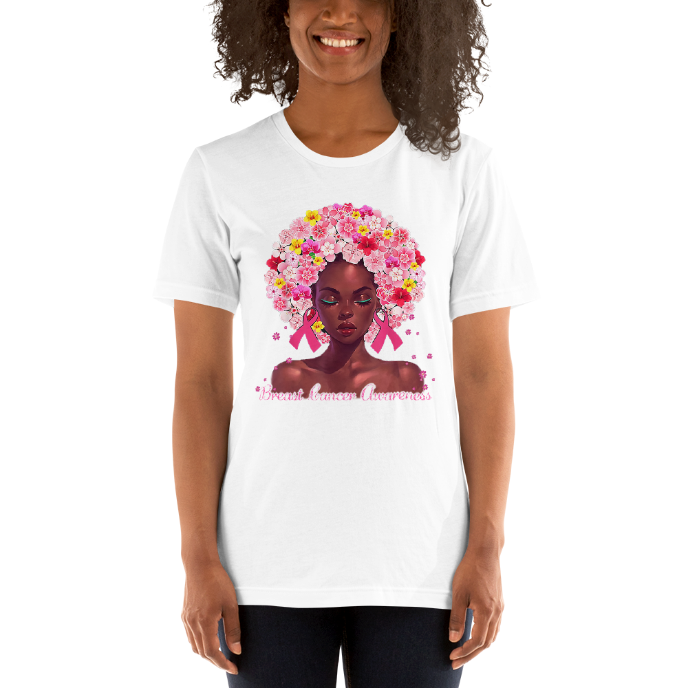 BREAST CANCER AWARENESS AFRO Short-Sleeve Unisex T-Shirt T&L Fashions Boutique