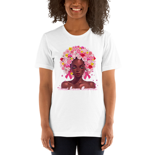BREAST CANCER AWARENESS AFRO Short-Sleeve Unisex T-Shirt T&L Fashions Boutique