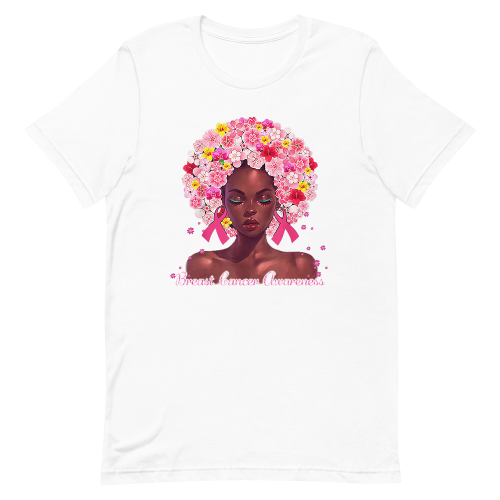 BREAST CANCER AWARENESS AFRO Short-Sleeve Unisex T-Shirt T&L Fashions Boutique