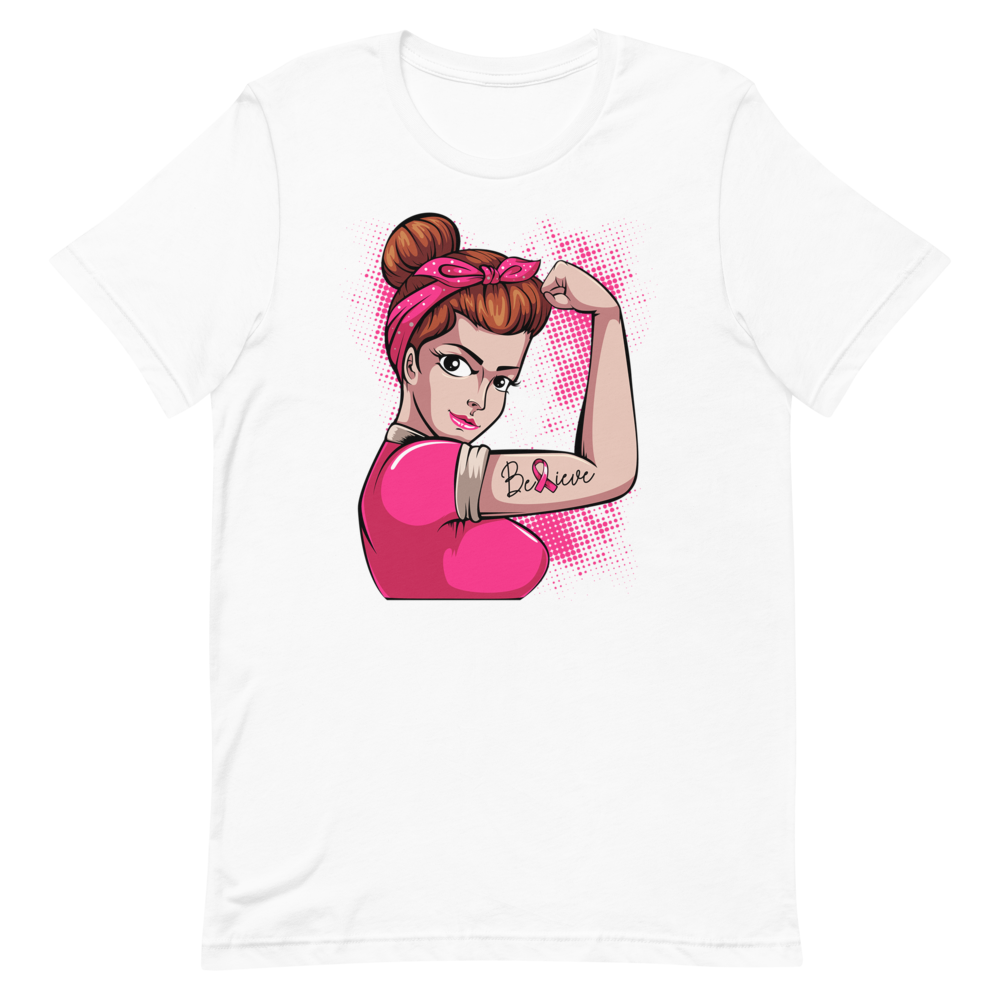 BREAST CANCER AWARENESS BELIEVE Short-Sleeve Unisex T-Shirt T&L Fashions Boutique
