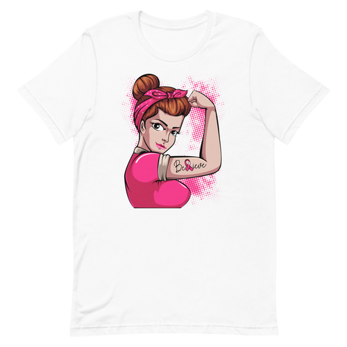 BREAST CANCER AWARENESS BELIEVE Short-Sleeve Unisex T-Shirt T&L Fashions Boutique