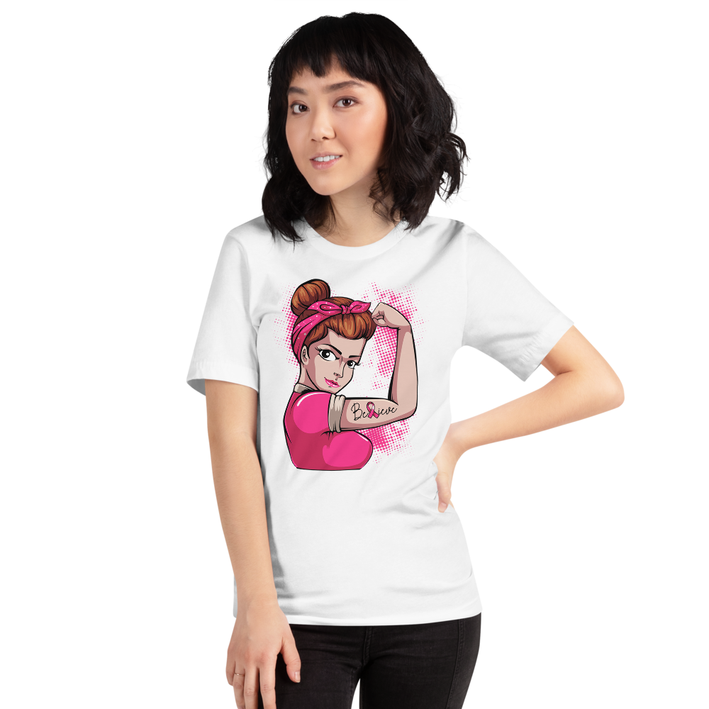 BREAST CANCER AWARENESS BELIEVE Short-Sleeve Unisex T-Shirt T&L Fashions Boutique