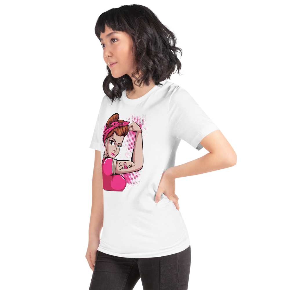 BREAST CANCER AWARENESS BELIEVE Short-Sleeve Unisex T-Shirt T&L Fashions Boutique