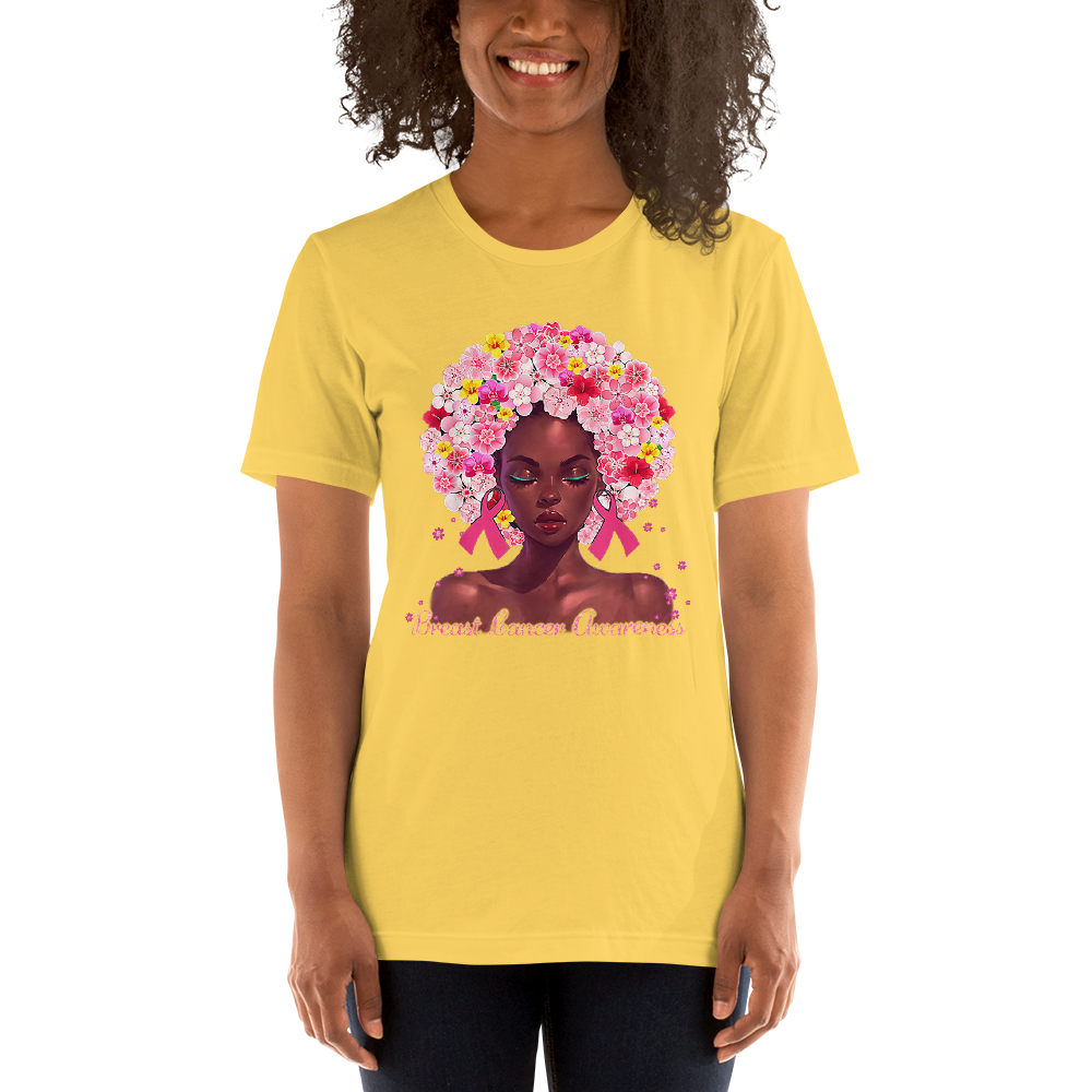 BREAST CANCER AWARENESS AFRO Short-Sleeve Unisex T-Shirt T&L Fashions Boutique