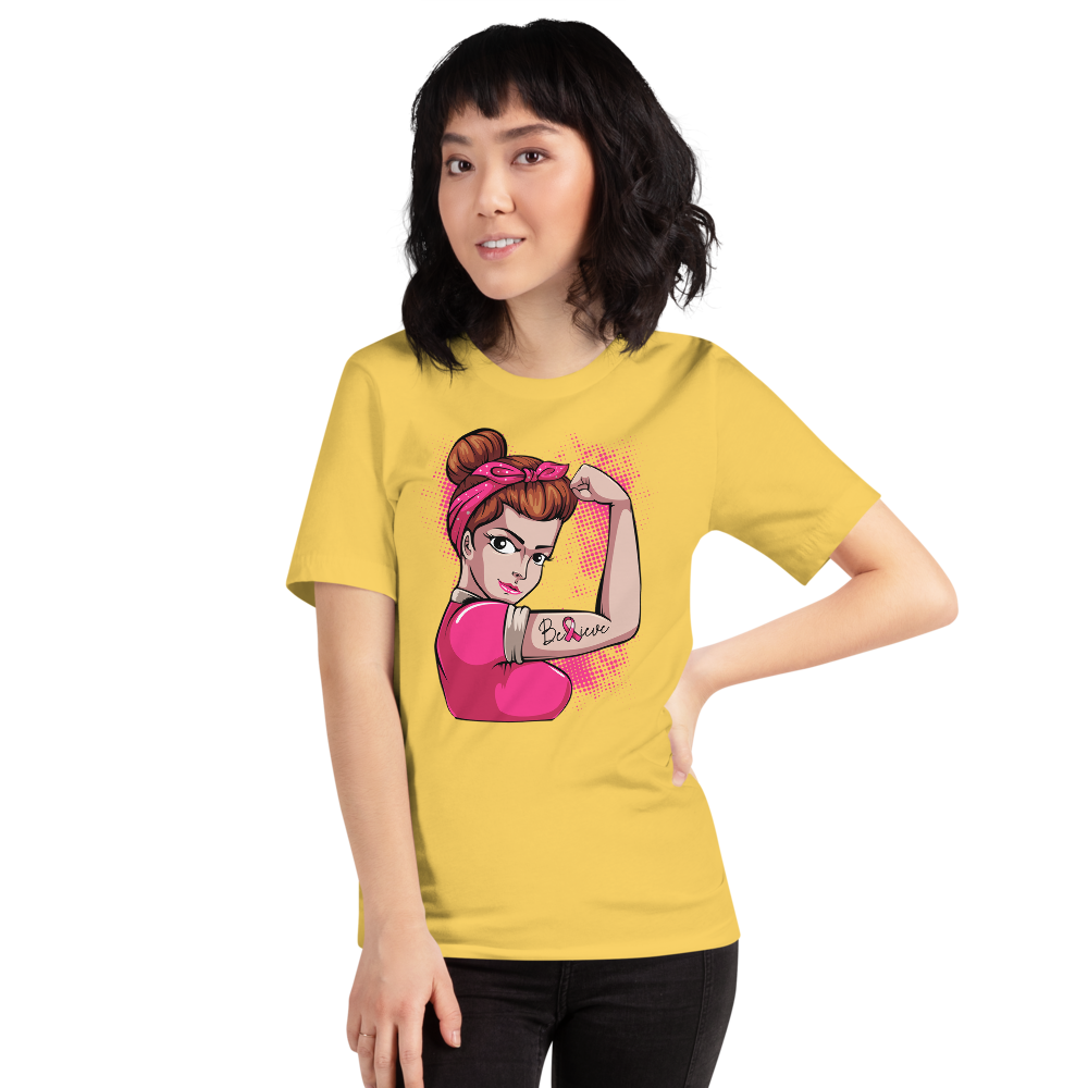 BREAST CANCER AWARENESS BELIEVE Short-Sleeve Unisex T-Shirt T&L Fashions Boutique
