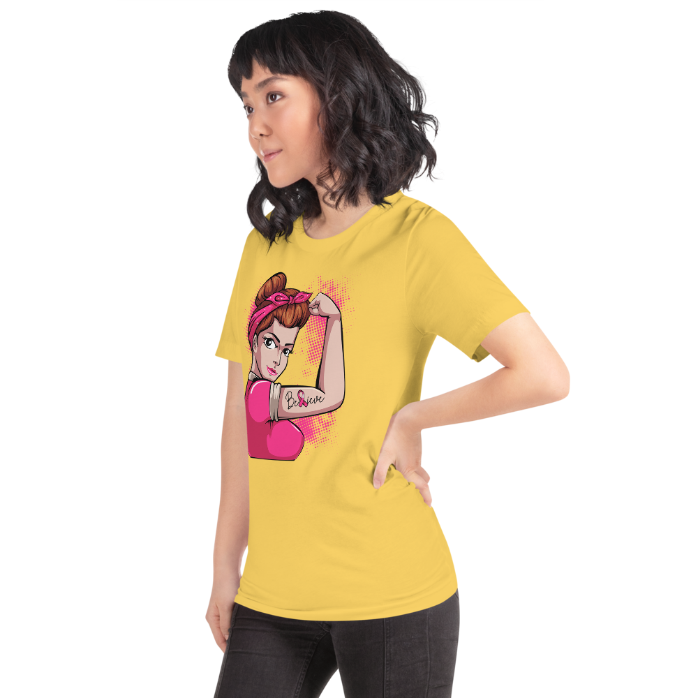BREAST CANCER AWARENESS BELIEVE Short-Sleeve Unisex T-Shirt T&L Fashions Boutique