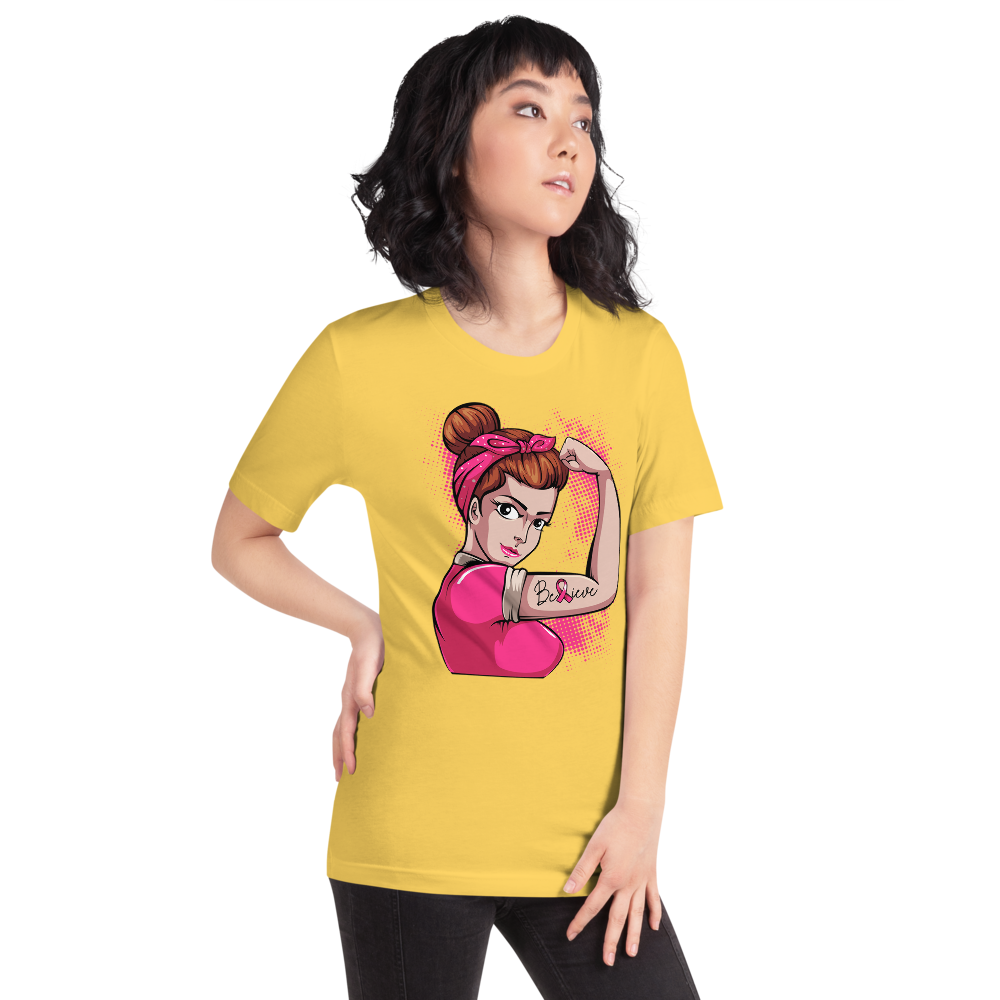 BREAST CANCER AWARENESS BELIEVE Short-Sleeve Unisex T-Shirt T&L Fashions Boutique