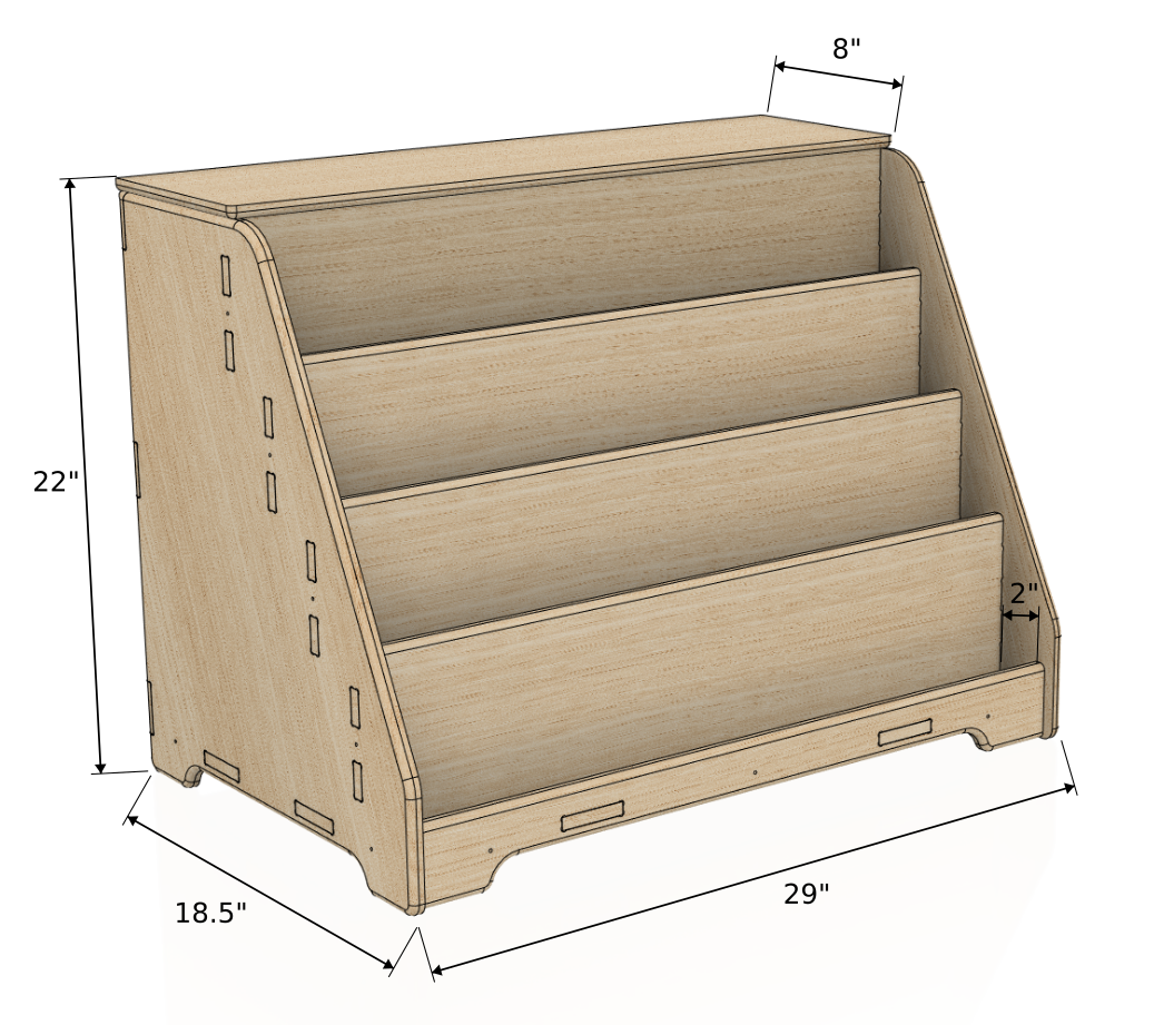 TOMIBOY- Bookshelf with Hidden Storage Bush Acres
