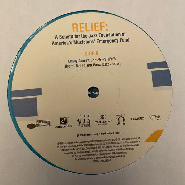Relief A Benefit For The Jazz Foundation Of America's Musician's Emergency Fund | Mint (M) Mint (M) Love Vinyl Records