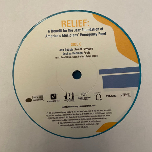 Relief A Benefit For The Jazz Foundation Of America's Musician's Emergency Fund | Mint (M) Mint (M) Love Vinyl Records