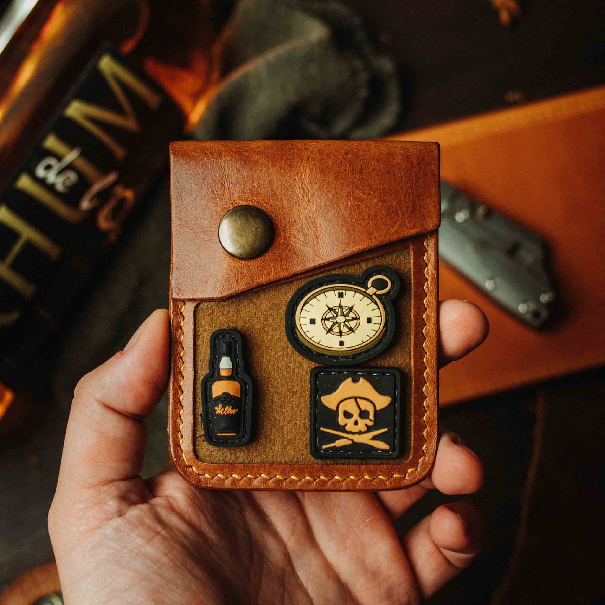 Leather Velcro Wallet - Voyager v2 | Patch Display Card Holder | EDC Pirate Goods