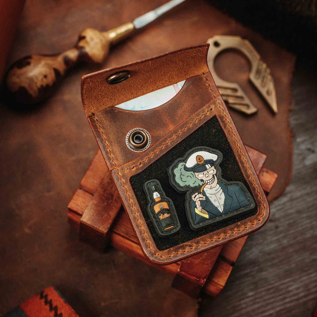 Leather Velcro Wallet - Voyager v2 | Patch Display Card Holder | EDC Pirate Goods