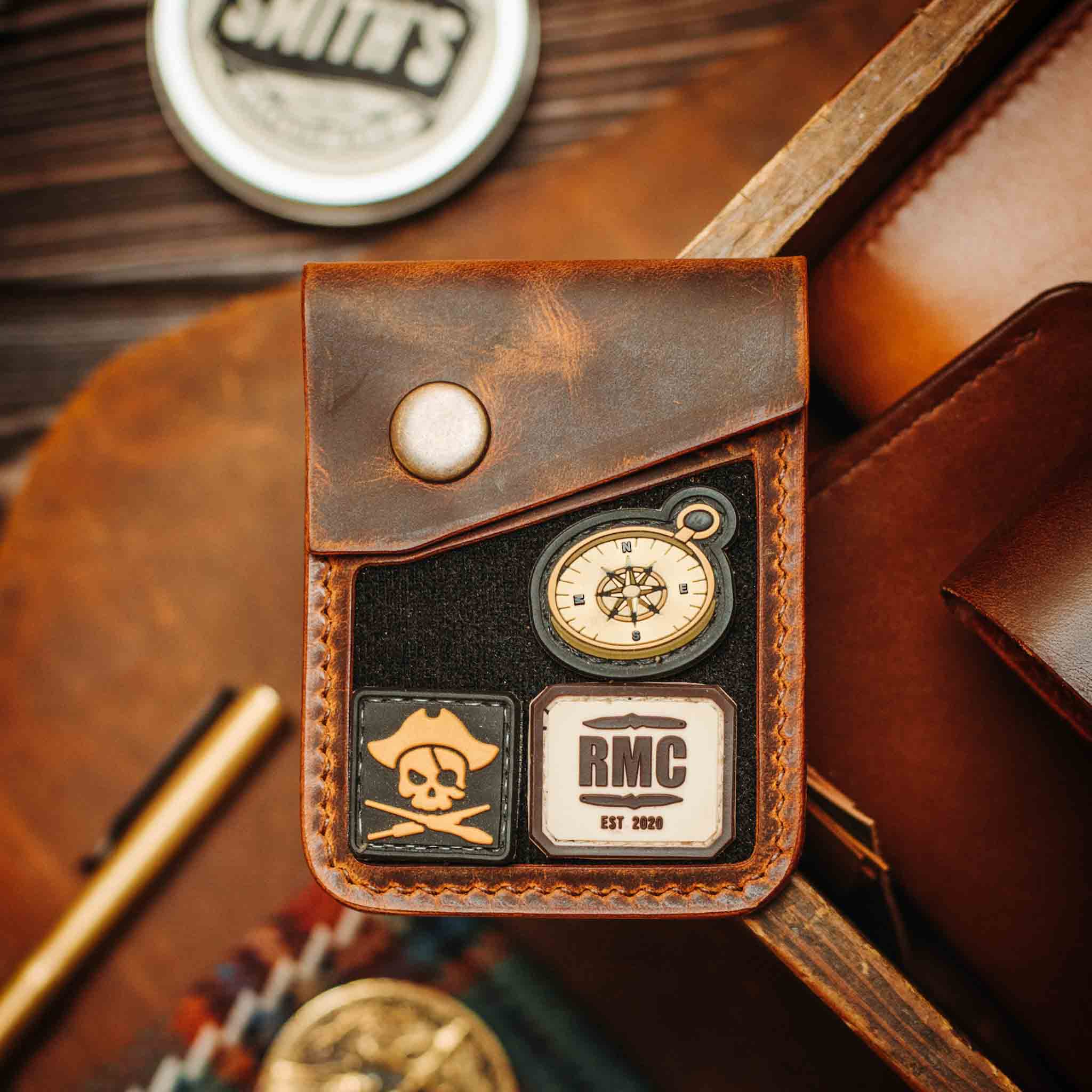 Leather Velcro Wallet - Voyager v2 | Patch Display Card Holder | EDC Pirate Goods