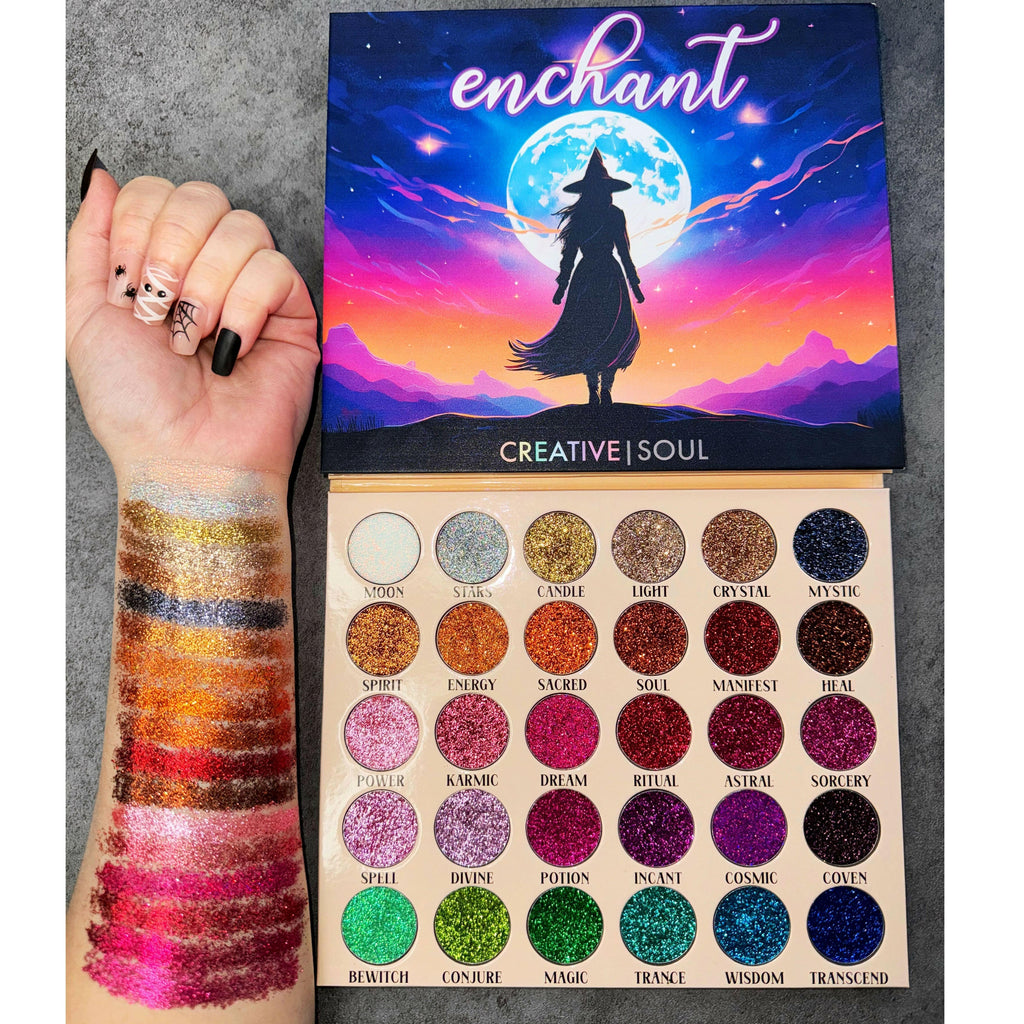 Enchant Pressed Glitter Eyeshadow Palette Creative Soul Cosmetics
