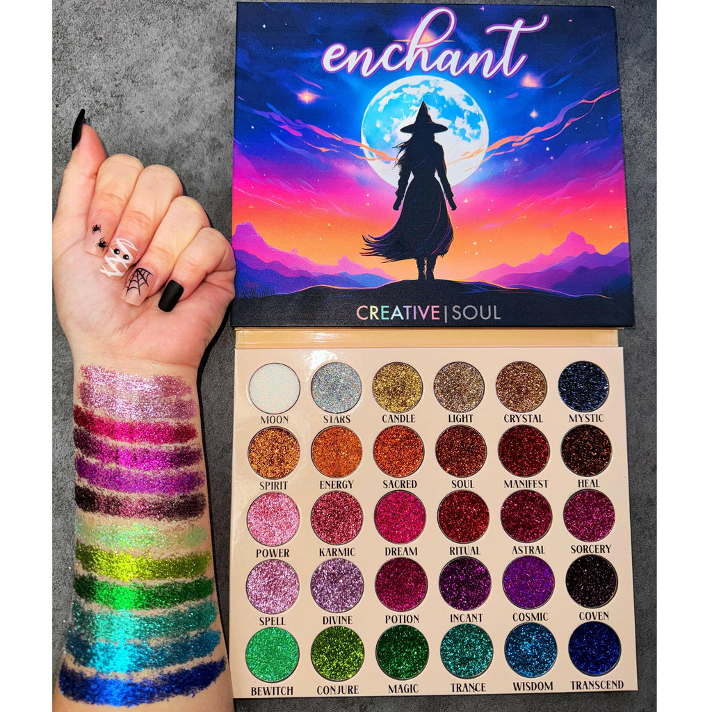 Enchant Pressed Glitter Eyeshadow Palette Creative Soul Cosmetics