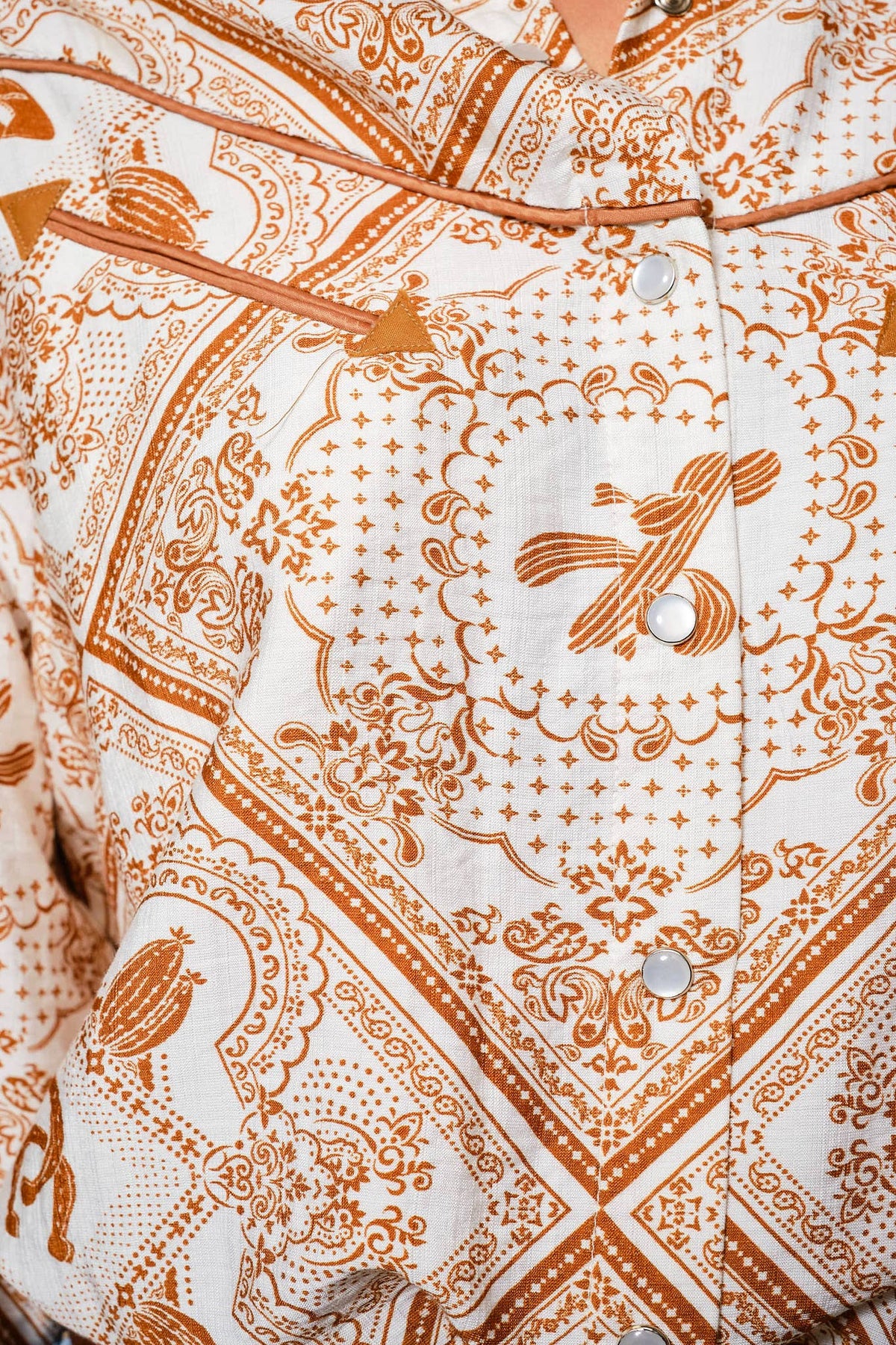 Blue B "Rust Bandana" Vintage Western Snap-Front Shirt — Buttery-Soft 100% Rayon Cowgirl Outlaw Cowhide and Conchos