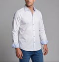 Gordon Button-Up Shirt With Contrast Details // White // Contemporary Fit (Regular) LEVINAS® Official