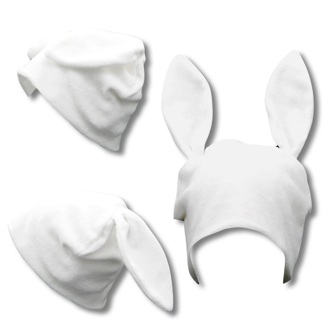 White Fleece Bunny Beanie | Playful and Cozy Winter Accessory plushtrap
