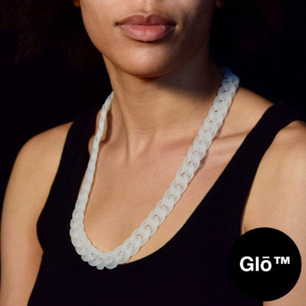 White Frosted Medium Cuban Link Necklace | Modern Minimalist Jewelry plushtrap