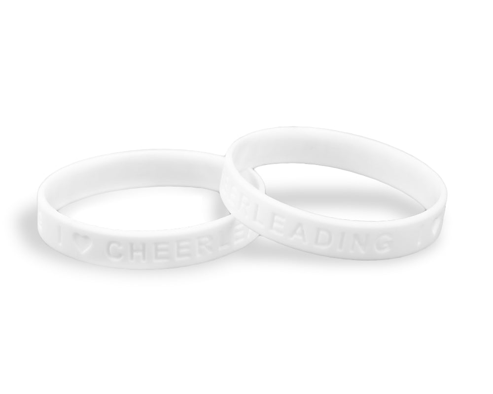 White I Love Cheerleading Silicone Bracelets The Awareness Company