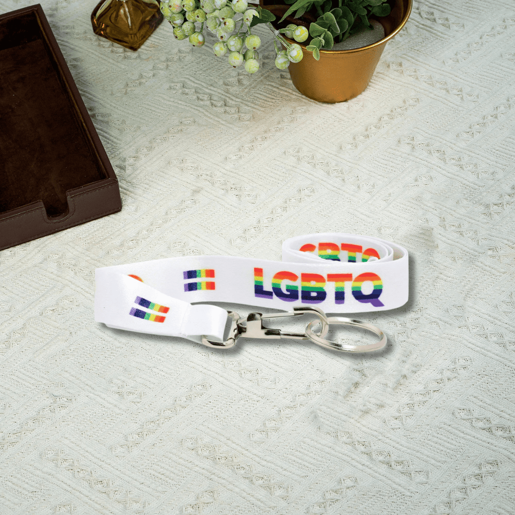 White LGBTQ Rainbow Pride Lanyards The Awareness Company