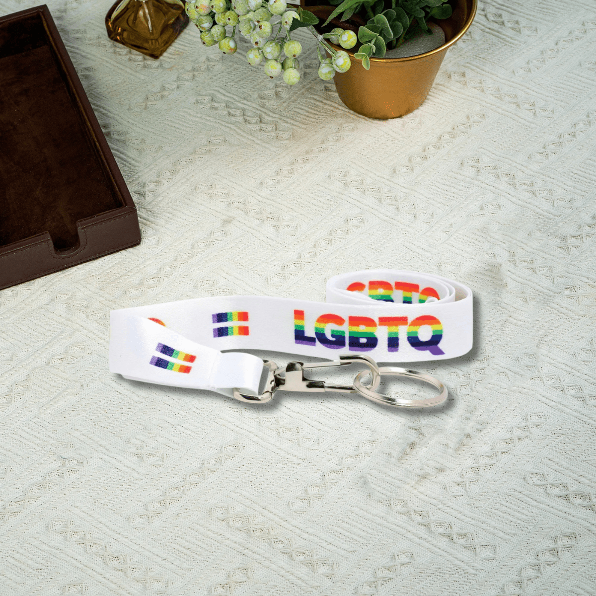 White LGBTQ Rainbow Pride Lanyards The Awareness Company