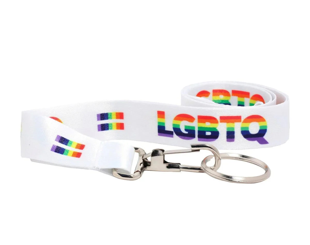 White LGBTQ Rainbow Pride Lanyards The Awareness Company