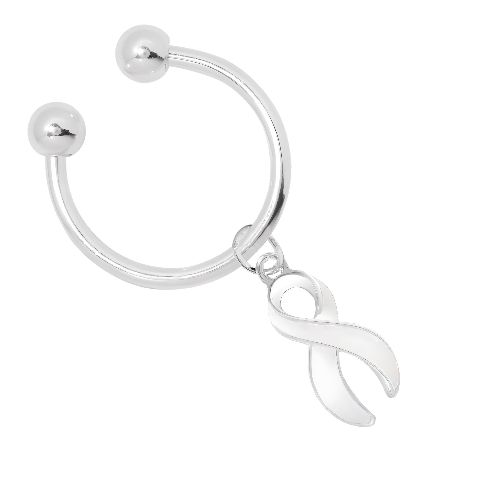 White Ribbon Awareness Horseshoe Key Chains The Awareness Company