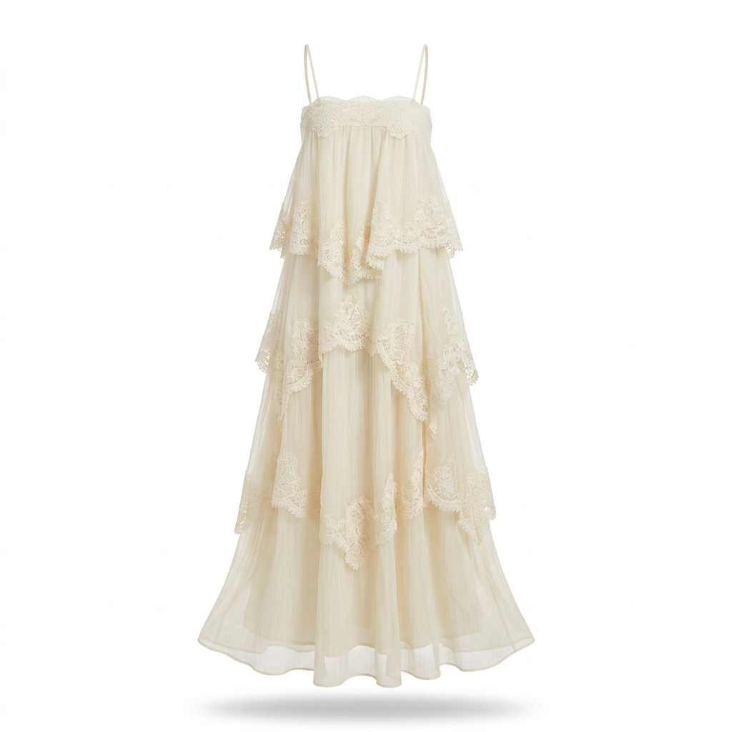 Divine Embroidered Tiered Maxi Dress Boho Brown