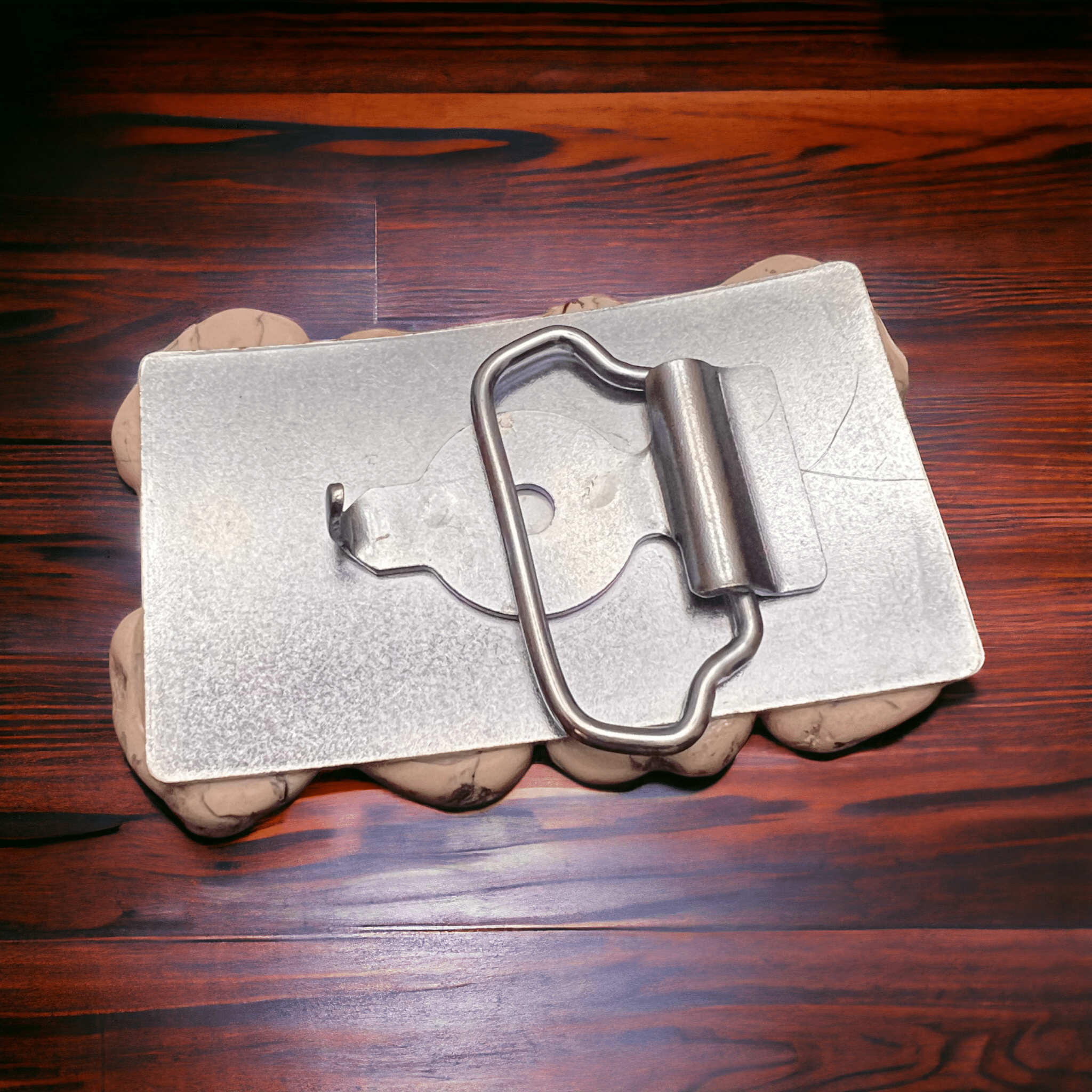 White Turquoise Slab Belt Buckle-Medium Cowhide and Conchos