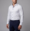 Christopher Button-Up Shirt With Contrast Details // White // Contemporary Fit (Regular) LEVINAS® Official